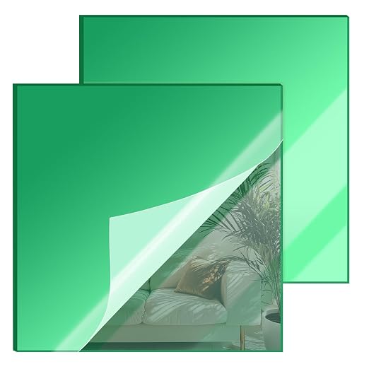 8x8 Inches Green Mirror Acrylic Sheet – 2 Pcs Reflective Acrylic Panel