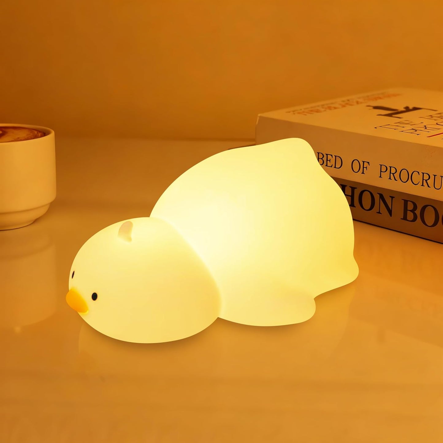 Night Light for Kids, Rechargeable Dimmable Silicone LED Nightlight with 7 Colors, Baby Nursery Night Lamp, Touch Squishy Lamp, Cute Gifts for Girls, Boys, Toddler Room Decor, Lying Duck
