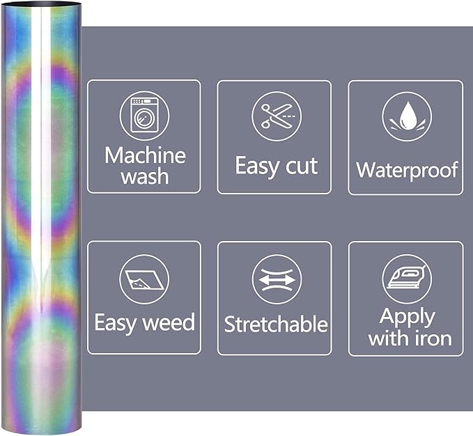 HTVVETUR Reflective HTV Vinyl Rolls Heat Transfer Vinyl