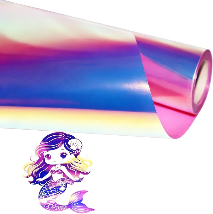 Holographic Heat Transfer Vinyl 10.5IN x 6FT Rainbow HTV Iron on Vinyl