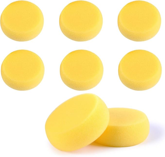 WAFJAMF 8 Pcs Round Painting Sponge 2.96 Inch Craft Clay Yellow | Pottery
