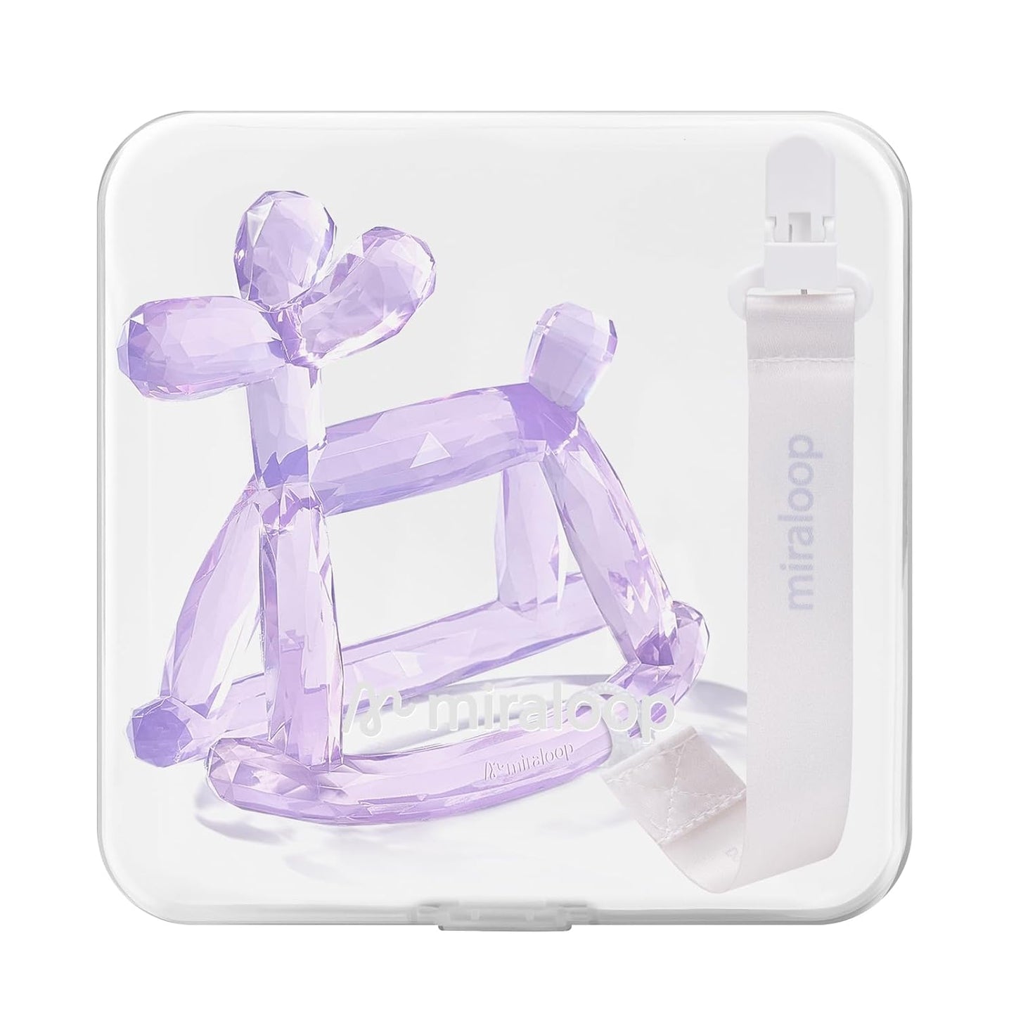 Crystal Jelly Baby Teether – Teething Toys 3-6 Months Food Grade Silicone Teether with Storage Box and Pacifier Clip, Safe for Babies (Amethyt Clip+Box)