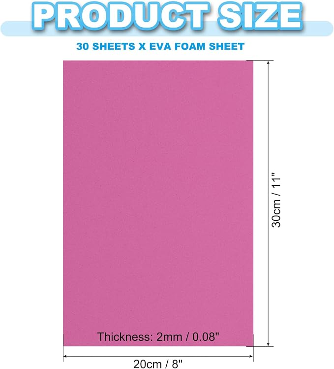 PATIKIL 30 Pack EVA Foam Sheets, Rose Red