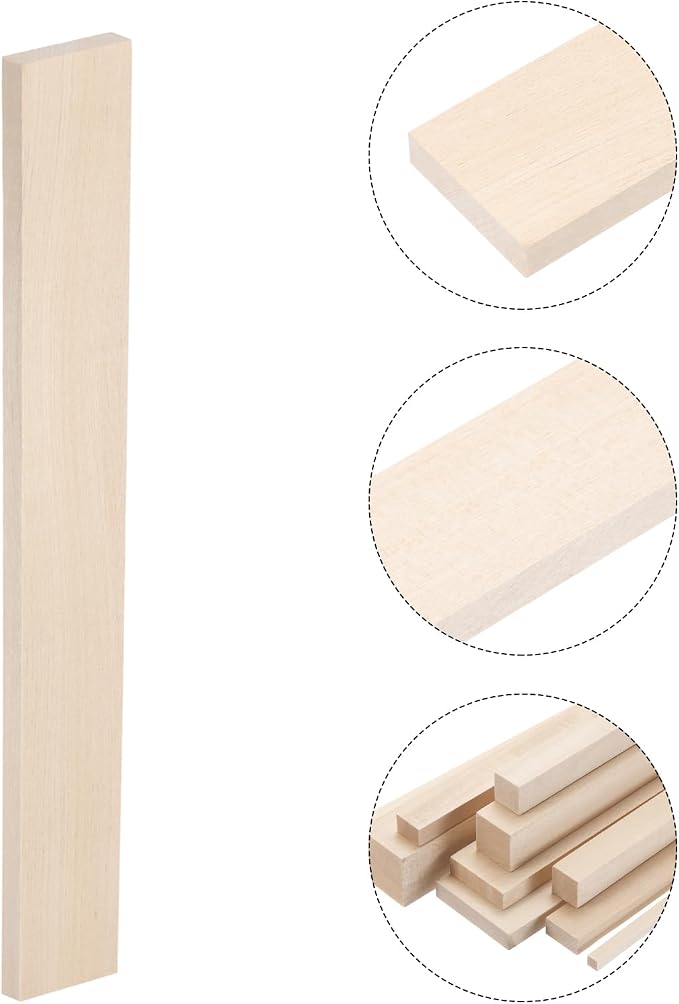 MECCANIXITY 6pcs Wood Sticks, 3/8"x 1.6" x 12" Rectangle Wooden Cube Wood