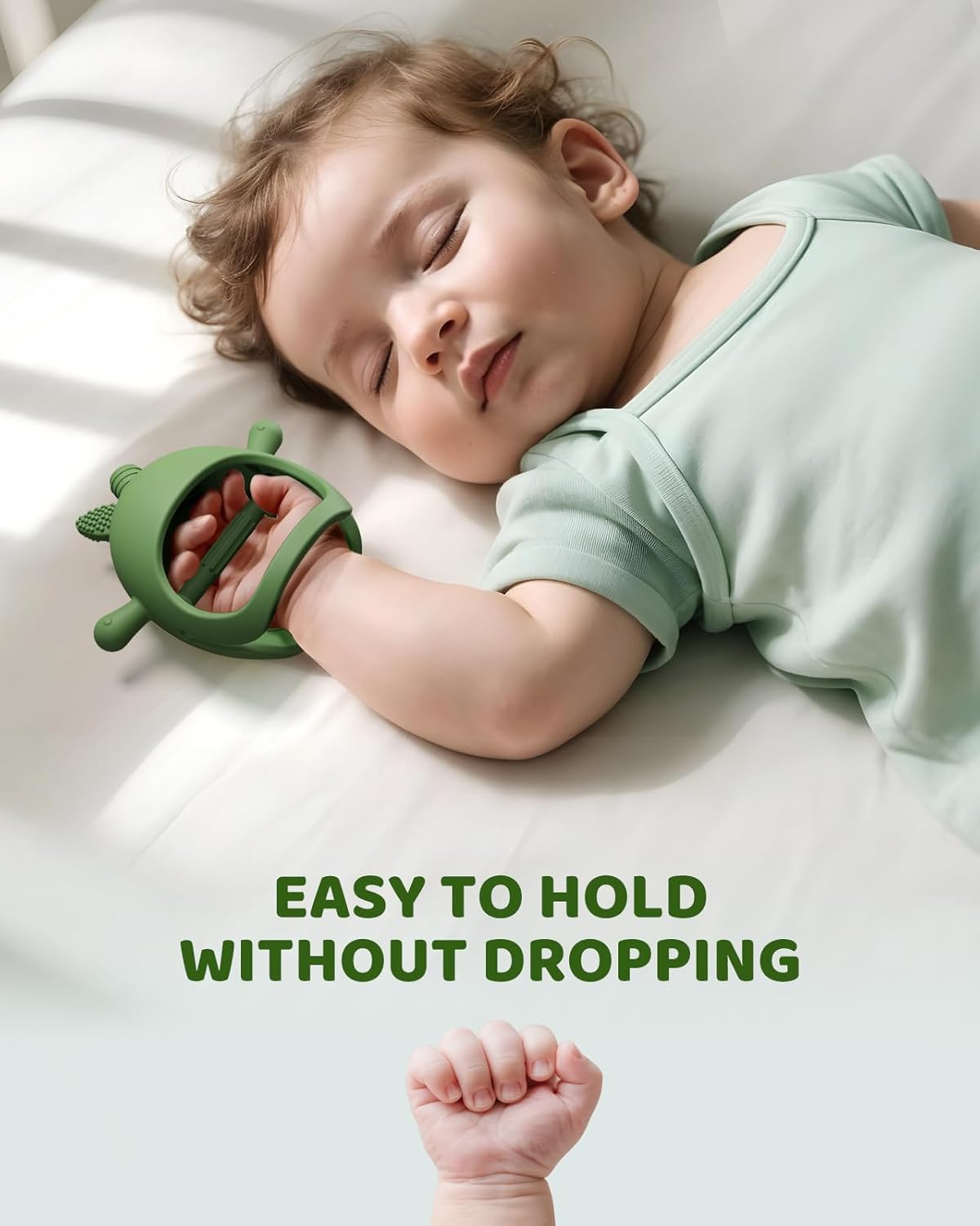 Baby Teething Toy Silicone Avocado Teething Mitten for Babies Over 3 Months Anti Dropping Wrist Hand Teethers Baby Chew Toys for Sucking Needs, BPA Free