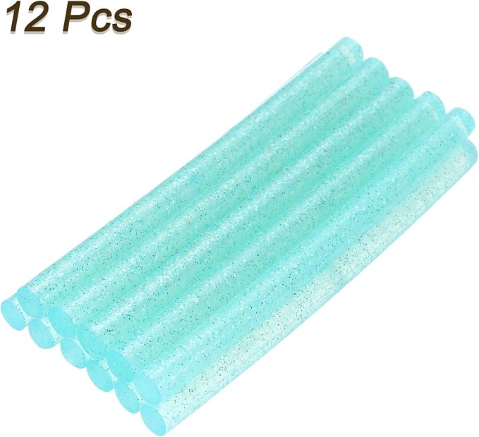 uxcell Mini Hot Glue Sticks for Glue Gun 7mm x 100mm Glitter Transparent Blue