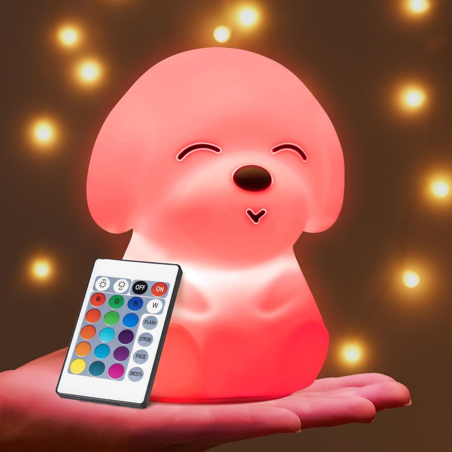 Mubarek Dog Night Light,Remote+16 Colors+Timer+Rechargeable Dog Night Light for Kids Nursery Decor, Cool Kawaii Silicone Puppy Unique Lamps Puppy Gift Ideas Puppy Gifts Unique Home Decor