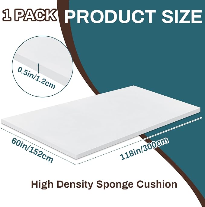 Frienda 1 Pack 118" X 60" X 0.5" Upholstery High Density Craft Sheets Cushion