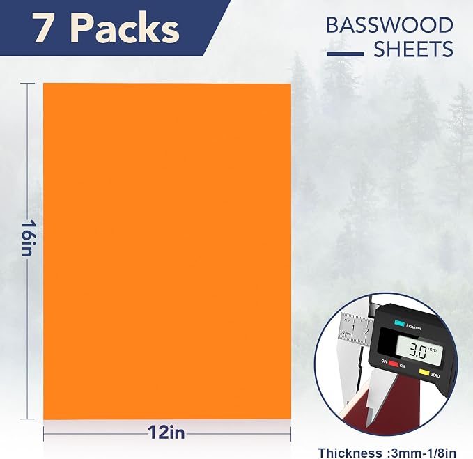 ROBOTIME 7-Pack Double-Sided Colored 1/8" Plywood Sheets
