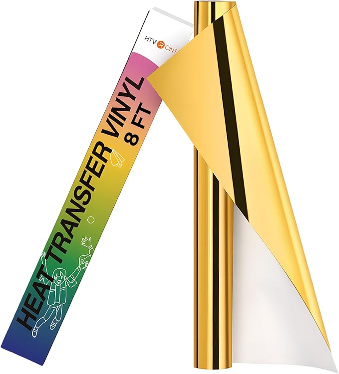 HTVRONT Metallic Gold Heat Transfer Vinyl - 12in x 8ft Gold Iron on Vinyl |
