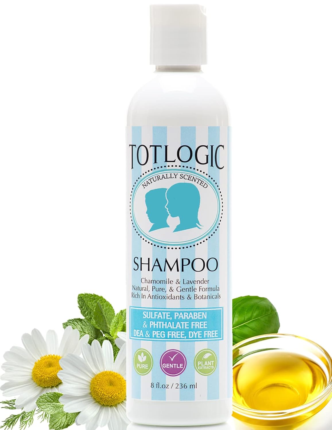 TotLogic Sulfate Free Kids Shampoo - 8 oz Original Scent - Gentle and Paraben Free Non-Toxic Plant Based Formula Safe for Babies and Toddlers, Natural Essential Oils