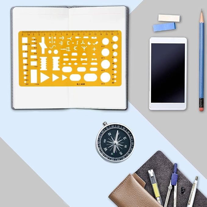 Utoolmart Drafting Templates Geometric Drawing Template Measuring Ruler Yellow