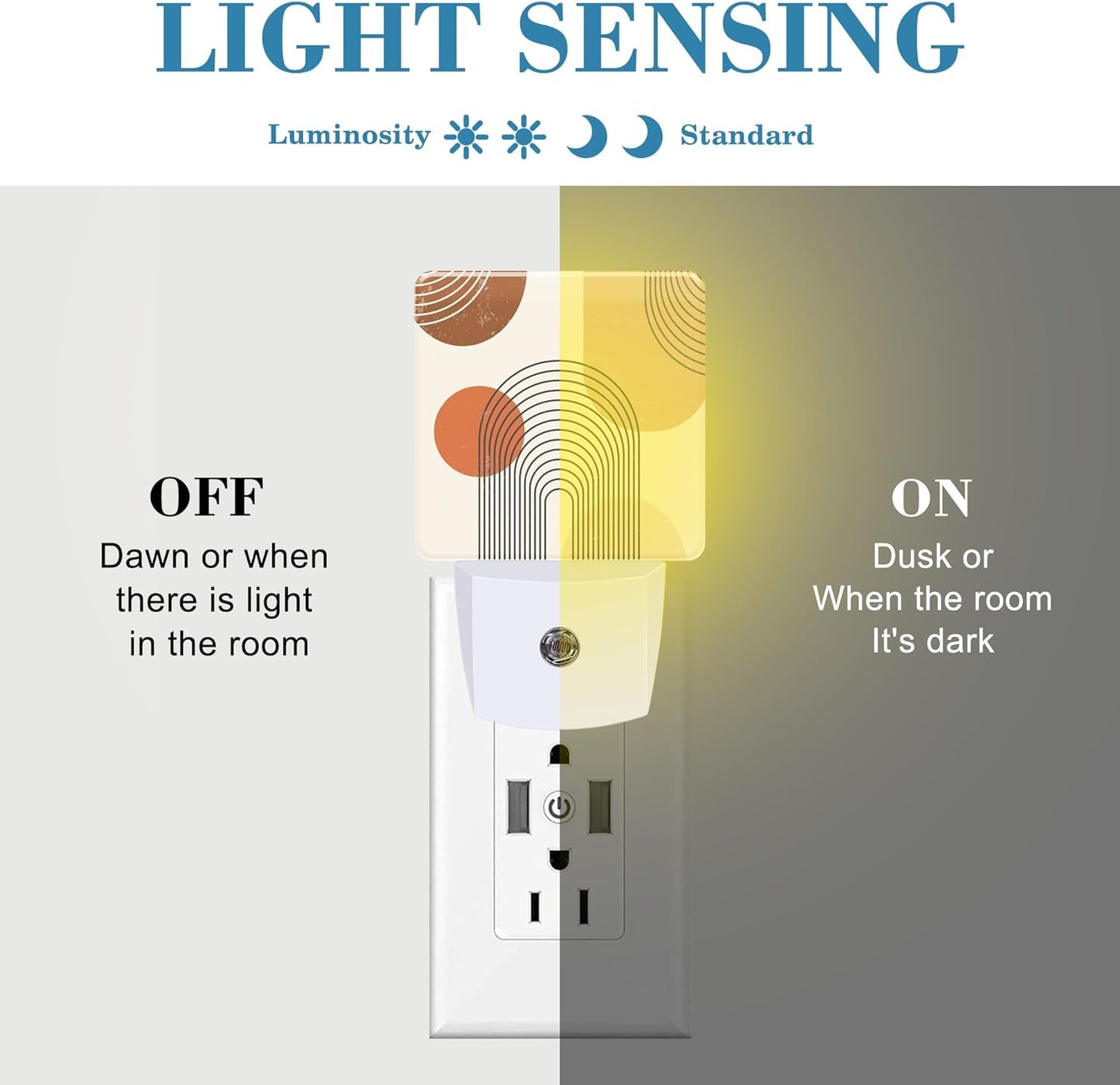 Plug in Night Lights Bohemian Art Abstract Lines Nightlight Plug Into Wall Dusk to Dawn Sensor LED Night Light for Kid Girls Boys Women Room Decor,Hallway,Kitchen,Bathroom,Nursery,Stairs