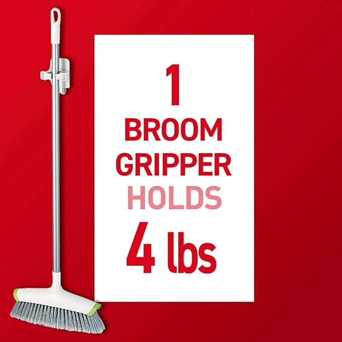 Command Broom Grippers, 3 Hangers and 6 Strips, Damage-Free Mop and Broom