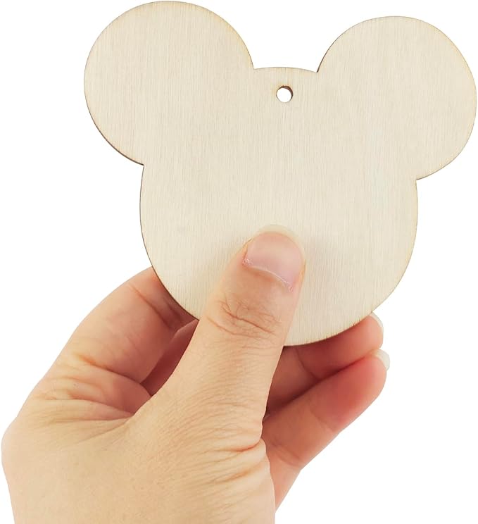 30 Pack 4 Inch Wood Mouse Head Cutouts Unfinished Wood Mouse Head Crafts Wooden