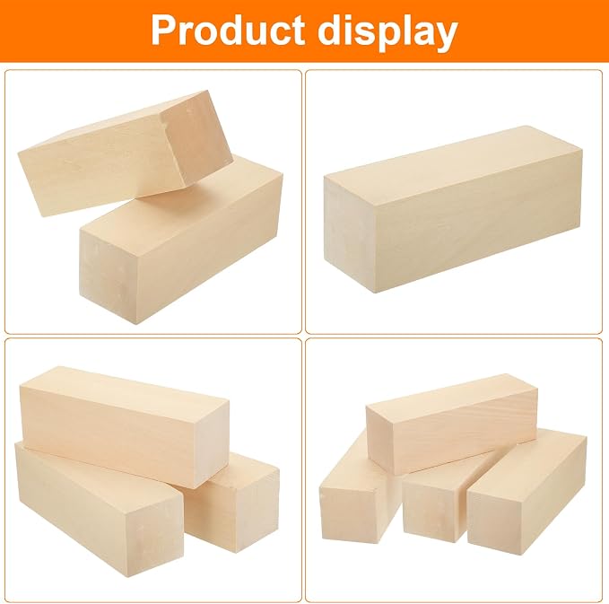 MECCANIXITY 4Pcs Basswood Carving Block, Arts Decoration, Crafts Whittling