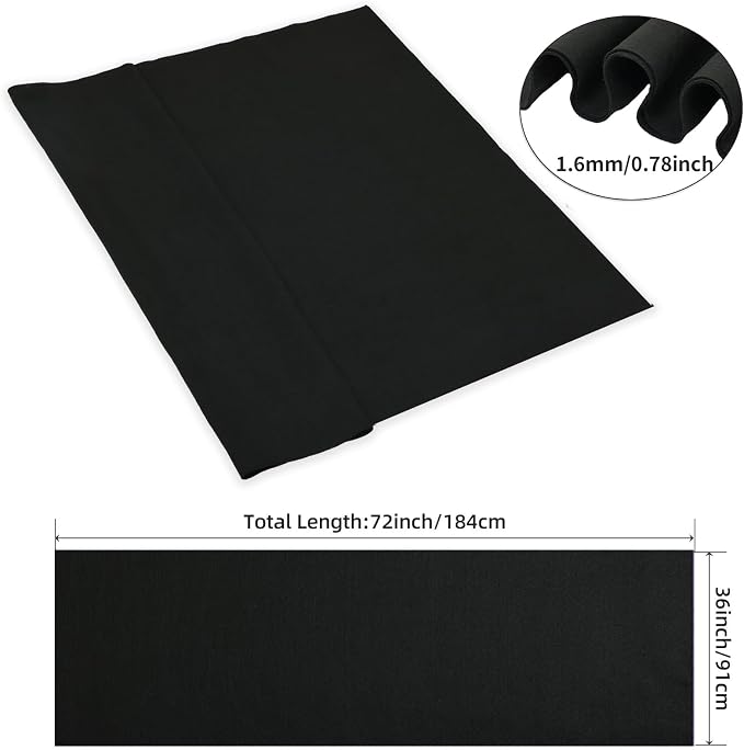 Acrylic Black Felt Fabric 72" X 36" Felt by The Yard，Wide 1.6mm Thick Acrylic