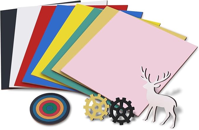 8 Pack Pre-Painted Colored Plywood Sheets, 8 Colors Mixed Basswood, DIY Crafts