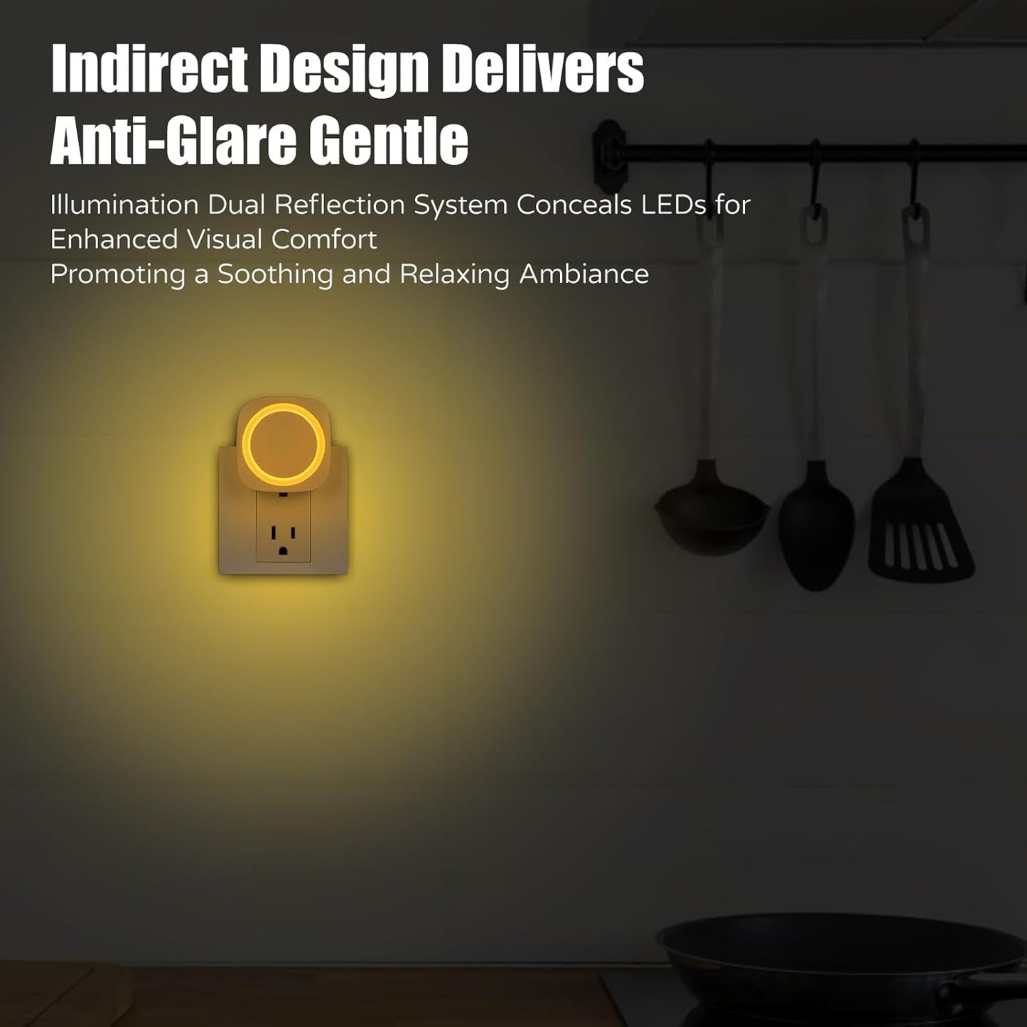 LED Night Lights Plug in to Wall,[4-Pack]Plug in Night Light,Auto Dusk to Dawn Sensor,Dimmable night light, energy efficient night lights,Soft Glow for Nursery,Bathroom,Hallway,Bedrooms,Amber