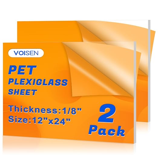 VOISEN 2 Pack Plexiglass Sheets 1/8 Inch Thick, Display Cases, Sneeze Guard