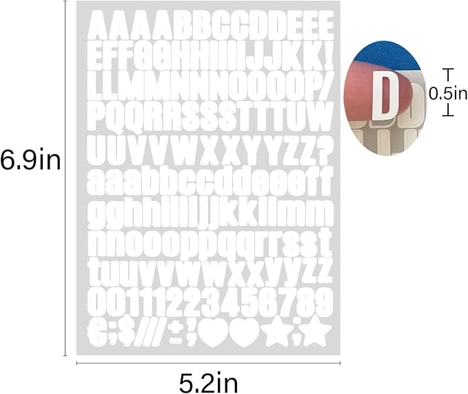 1550 Pieces 10 Sheets Letter Stickers, Vinyl Mailbox Numbers Alphabet Stickers