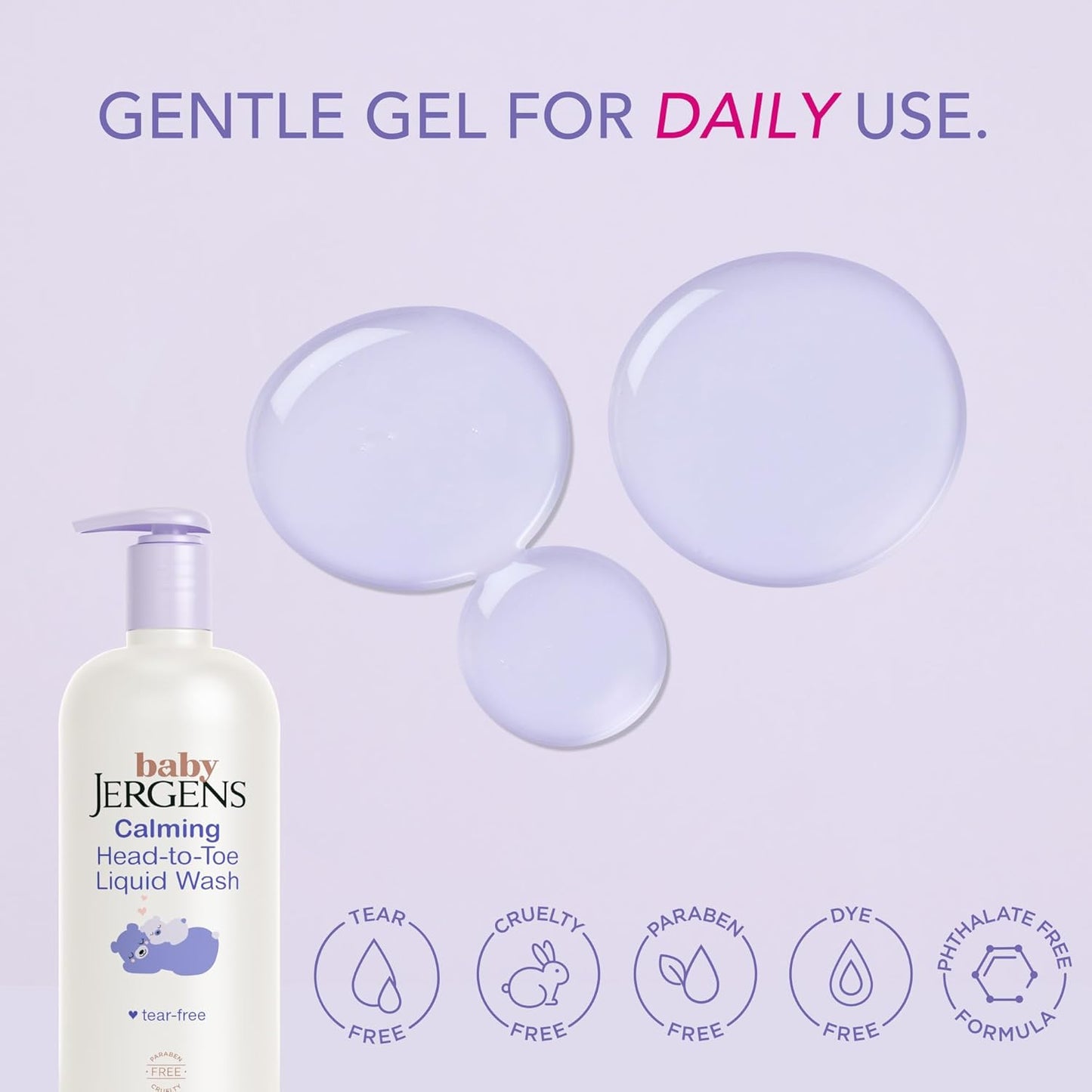 Jergens Baby Calming Head to Toe Liquid Baby Wash, Body Wash and Shampoo, Tear Free, 20 Fl Oz