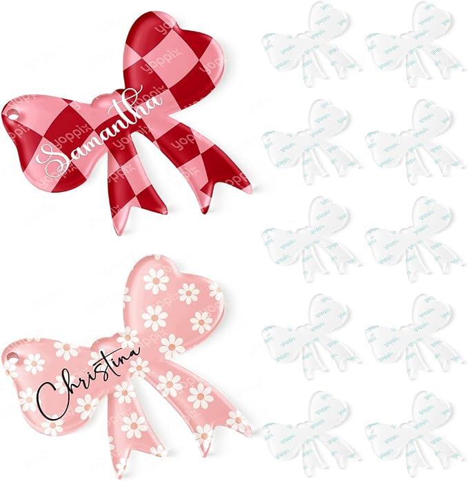 YOPPIX 10 Pcs Sublimation Bow Blanks, Sublimation Acrylic Bow Blanks Keychain