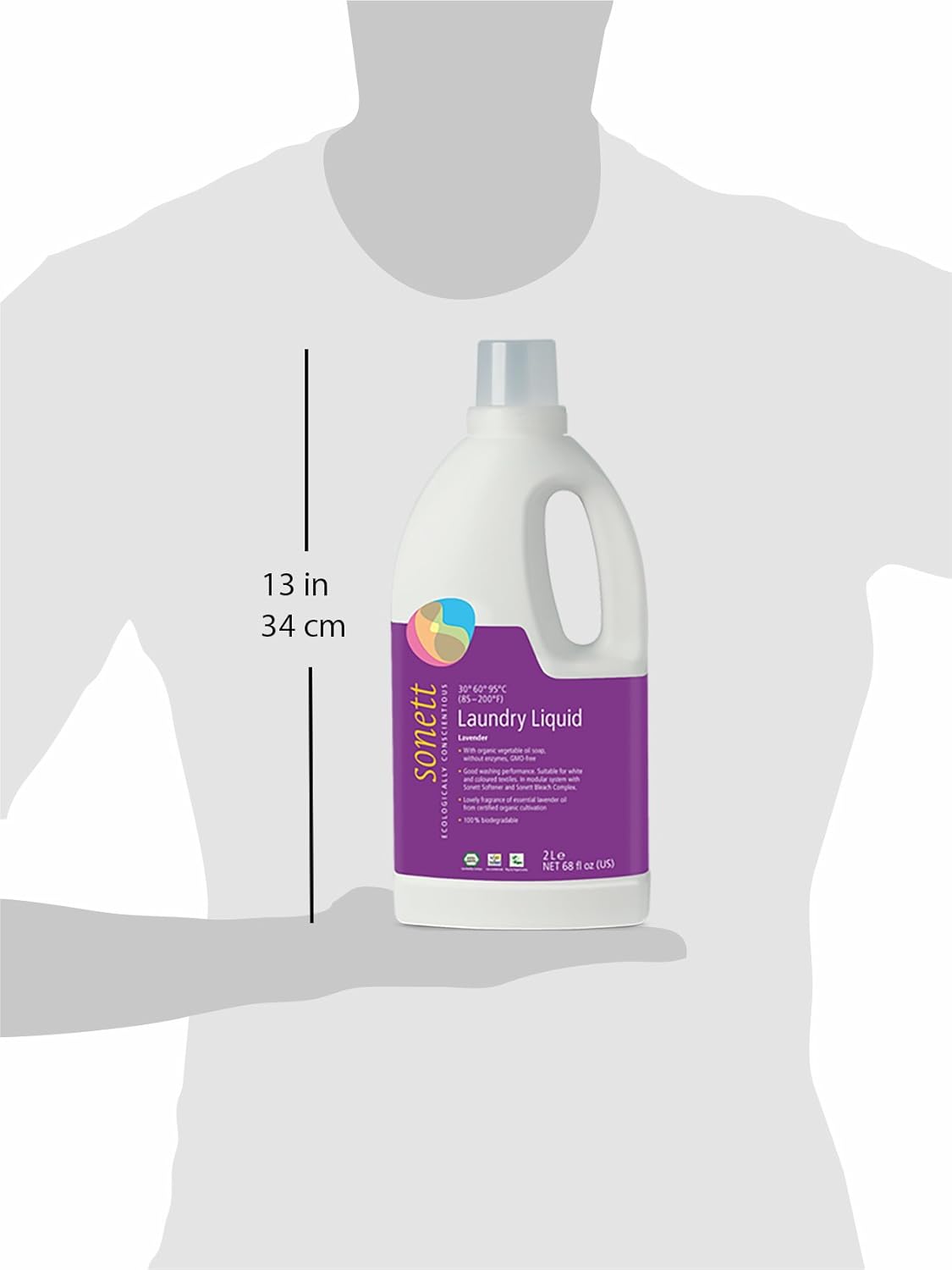 Sonett Organic Laundry Liquid Detergents Soap All Textiles (Lavender, 1 Count) Certified Organically Grown