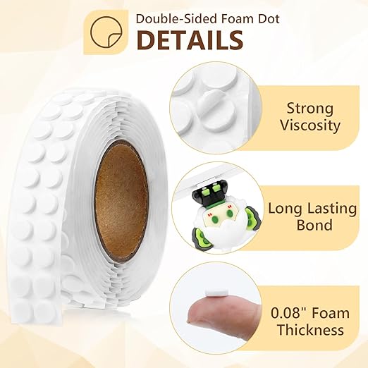 400 PCS 2mm Double Sided Foam Dots 0.3" Foam Round Dots 3D Foam Tape Craft