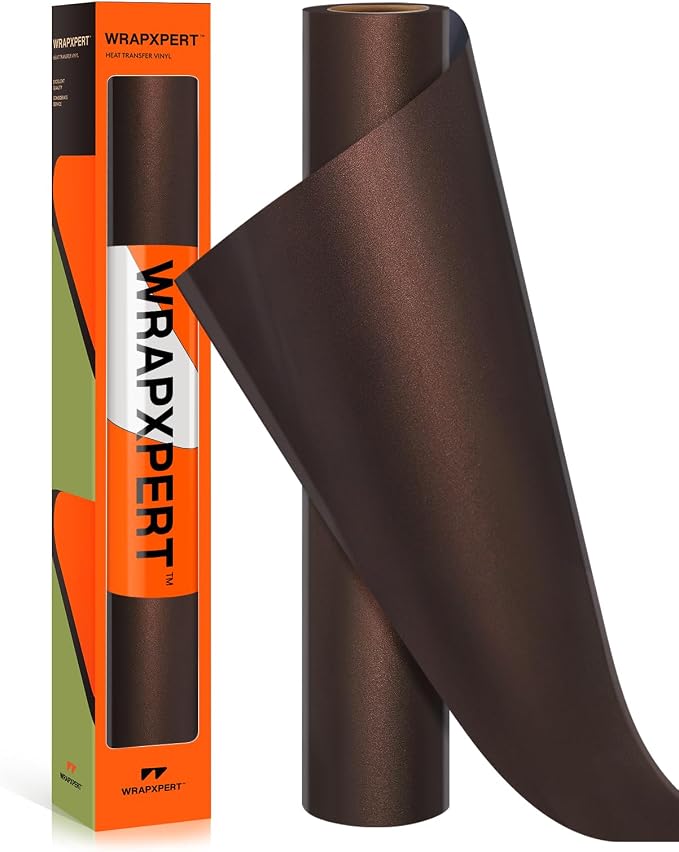 WRAPXPERT Metallic Brown HTV Heat Transfer Vinyl Roll, Heat Press Vinyl