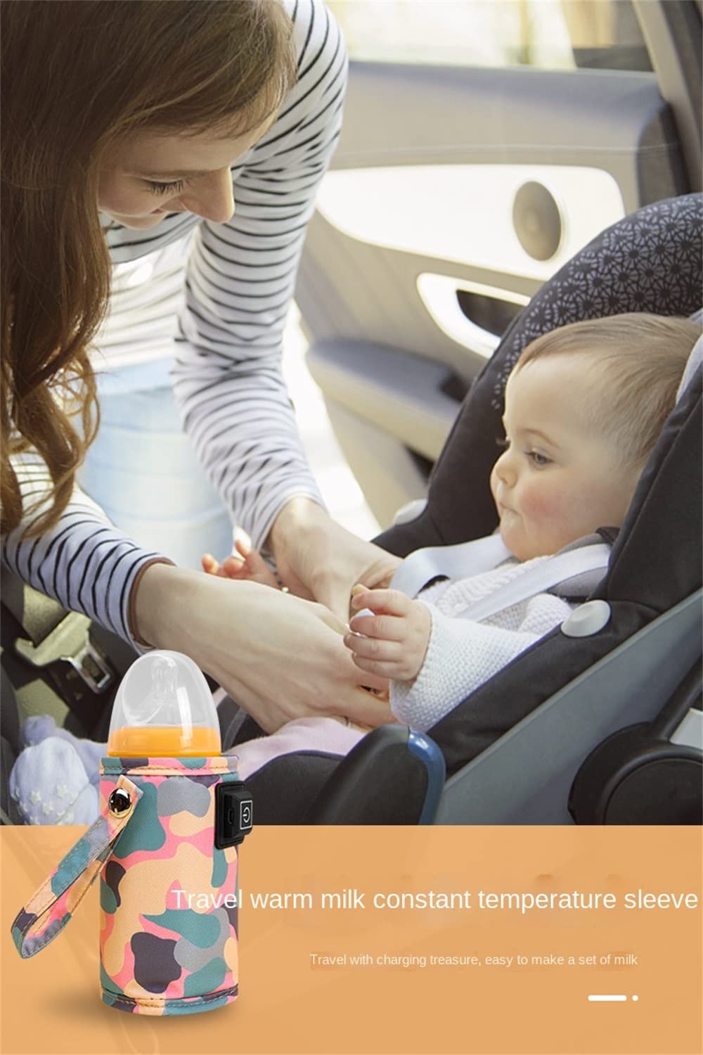 USB Milk Warmer Bag - 2023 New Fast Bottle Warmer for Travel, Portable Car Bottle Warmer for Travel, on The Go Bottle Warmer with USB Cables, Gentle Warmth Maintain Perfect Temperature (White)
