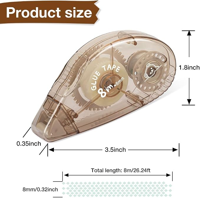 Double Sided Tape Roller, 8 Pack Adhesive Scrapbook Tape Runner