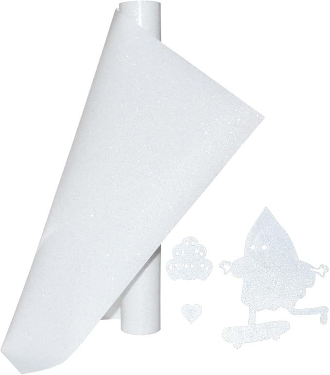 Glitter White Heat Transfer Vinyl White HTV Vinyl Rolls 12 inch x 5 feet Iron