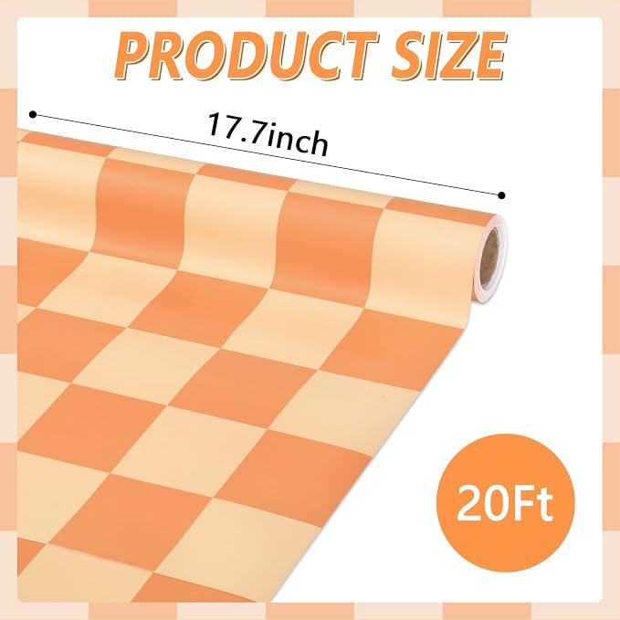 Hippie Orange Checked Bulletin Board Paper Roll Retro Orange Bulletin Board