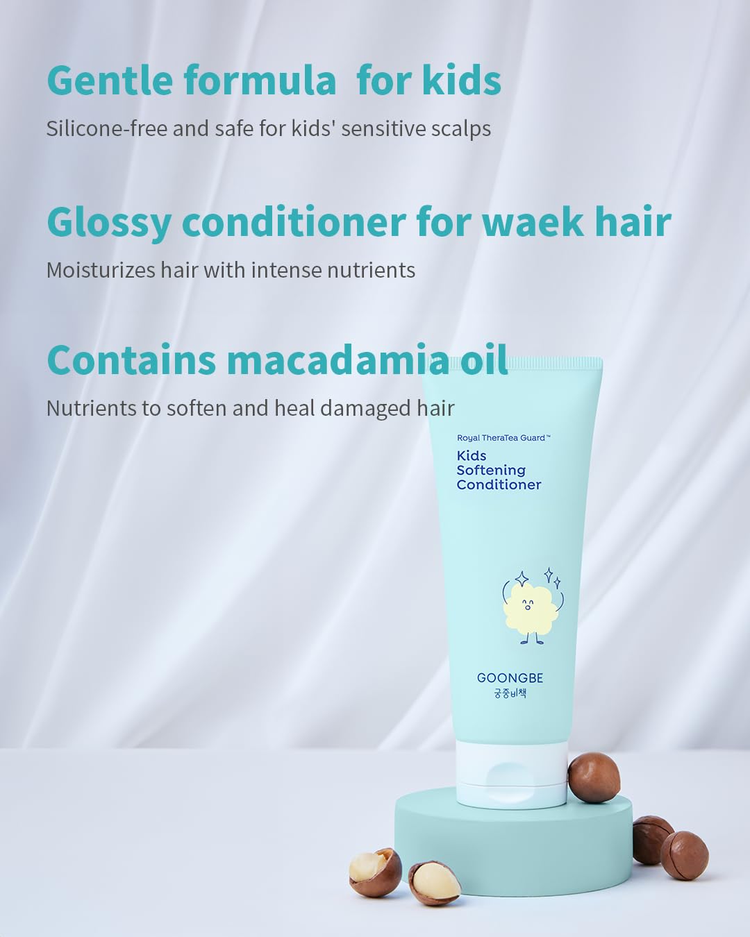GOONGBE Kids' Korean Silicone-Free Low pH Fresh Shampoo & Conditioner for Sensitive Scalp - Deep Cleansing for Oily Scalps & Softening for Weak, Frizzy Hair - Allergen-Free Scent, 10.1 fl.oz & 6.76 oz