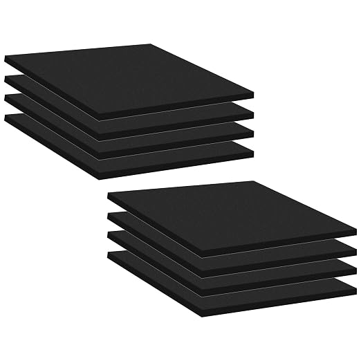 8Pcs Black EVA Foam Pad 6in x 6in x 1/4in High Density Closed Cell Foam Sheet