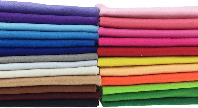 24pcs Thick 1.4mm Soft Felt Fabric Sheet Assorted Color Felt Pack DIY Craft