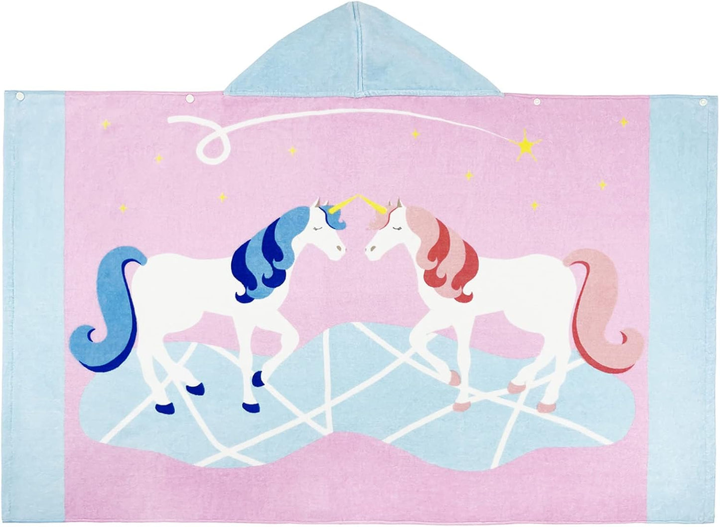 BANGSAUR Kids Hooded Bath Beach Towels, Oversize 100% Cotton 50"x30" Wrap, Toddlers Girls 3-12 Years Coverup Double Unicorn