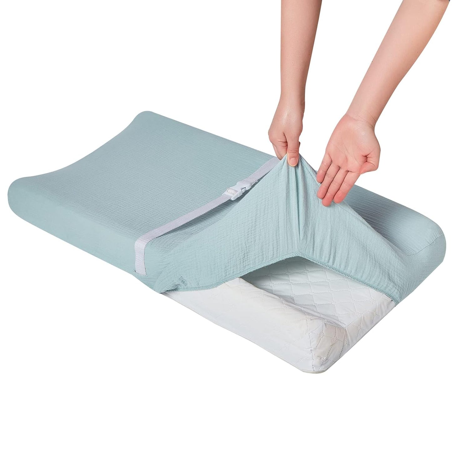 Changing Pad Cover for Baby Girls Boys, Neutral Fitted Muslin Cotton Diaper Changing Pad Sheets, Soft Brethable Changing Table Cover