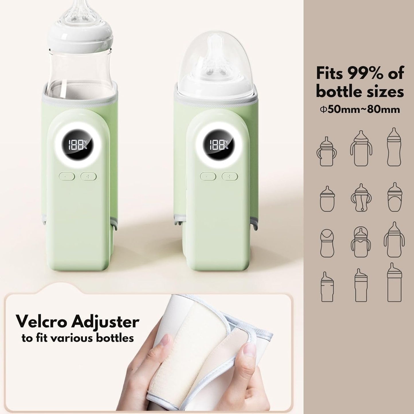 Cozytots Portable Bottle Warmer for Travel Wireless Portable Baby Milk Warmer On The Go Rechargeable USB Battery-Powered Milk Bottle Heating Bag in Car Heaters Thermostat Bag