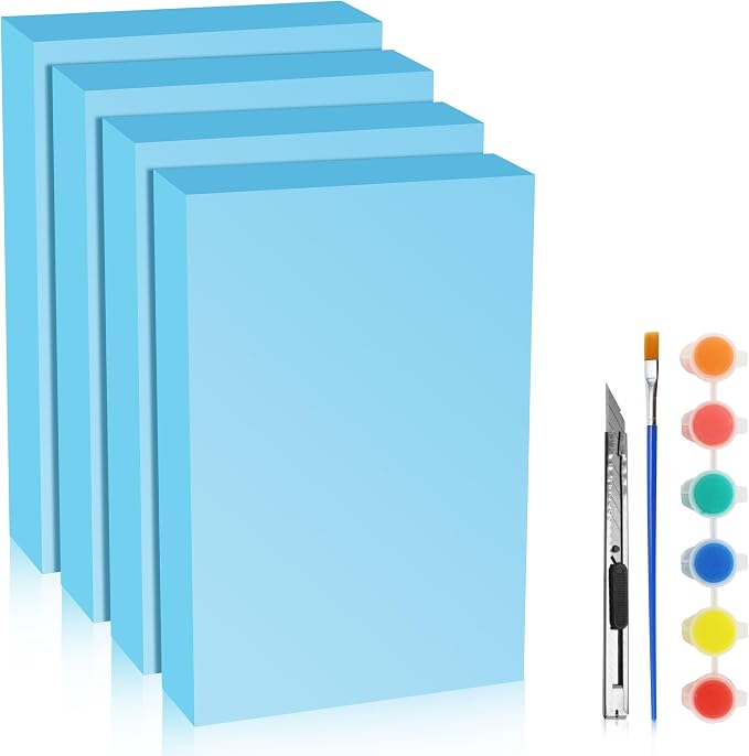 LuckyFoam Blue 4 Pack 12x7.5x2 inch Foam Sheets 2 Inch | Polystyrene Rectangles