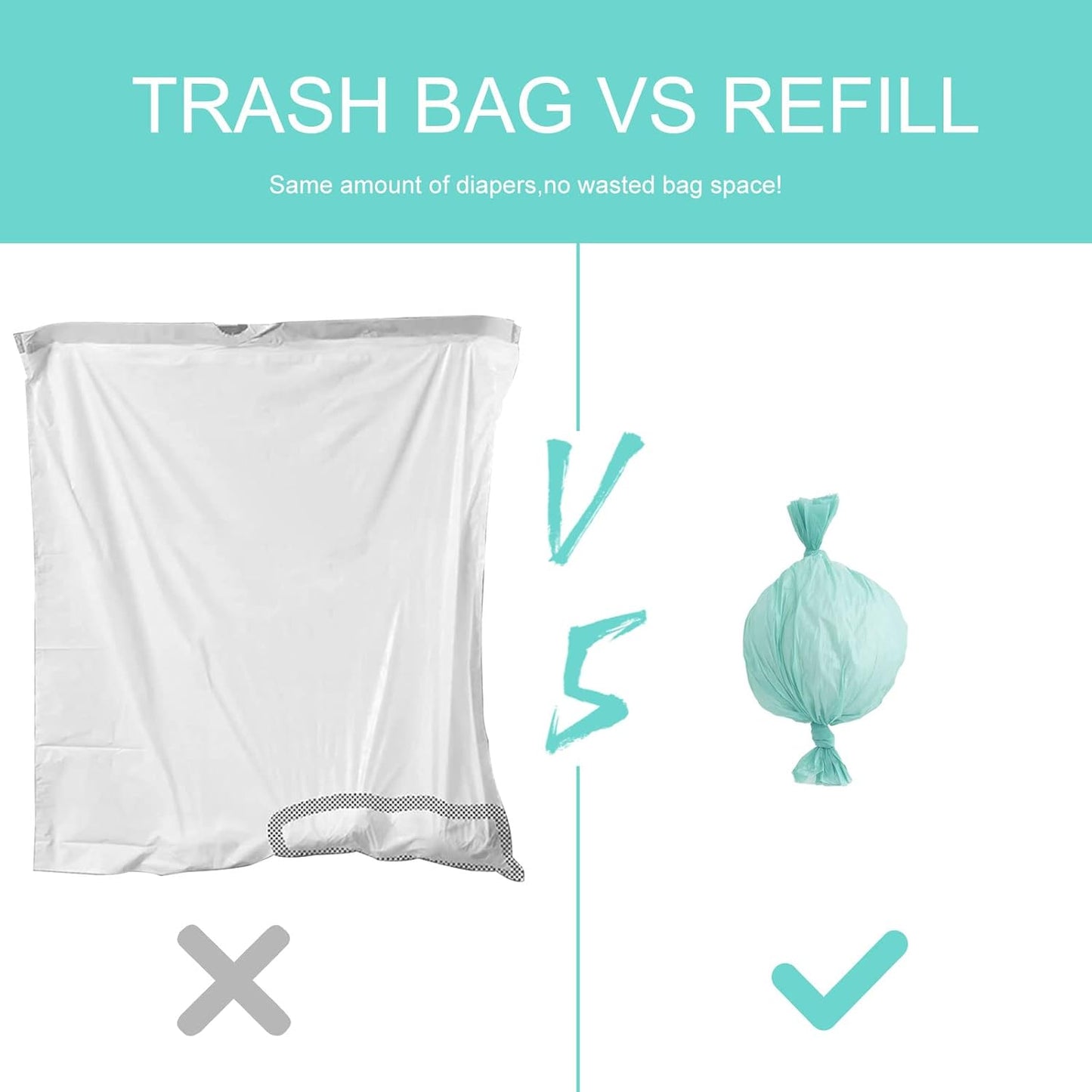 Diaper Pail Liner Refills Bags Compatible with Janibell Akord 330 Series Adult Diaper System, Green, Lightly Scented, 10 Count