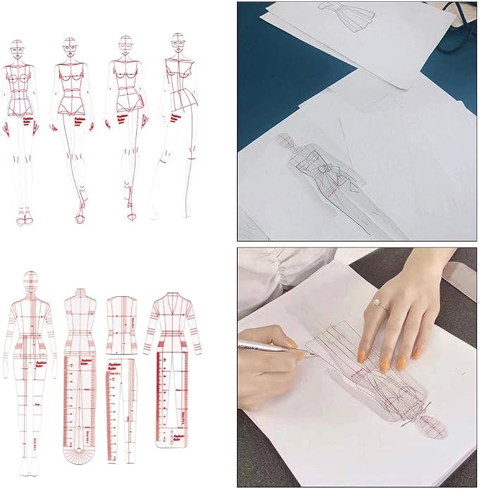 DYNWAVE 8 Pcs French Curve Template Ruler Set, Sewing Humanoid Patterns Design