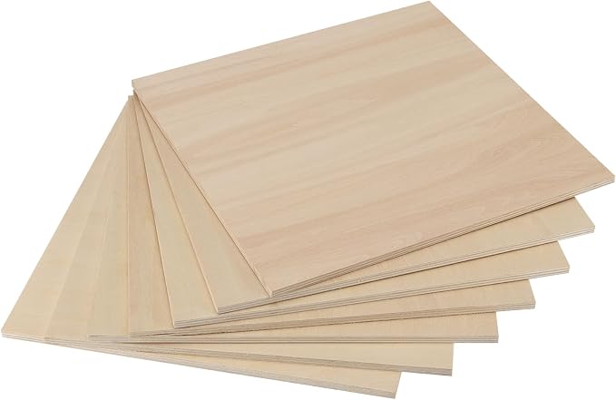 20 PCS 6x6 Inch Basswood Sheets, 1/4 Thick Unfinished Plywood Sheet, Wooden