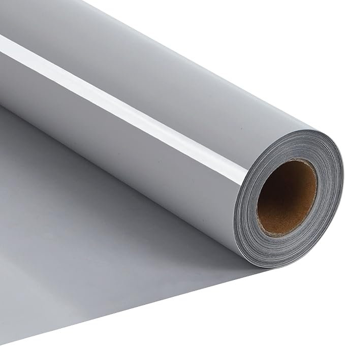 RENLITONG Grey Iron on Vinyl 12Inch by 20ft Roll Heat Transfer Vinyl