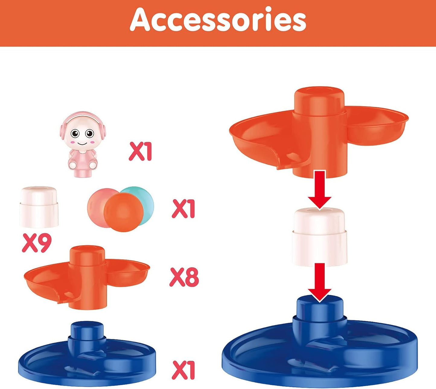 FUN LITTLE TOYS Ball Drop Toys for Toddler 1-3, 9 Layer Roll Swirling Ball Tower with 3 Balls, Ball Run Ramp for Baby Learning Development Educational Activities Toy Birthday Gift