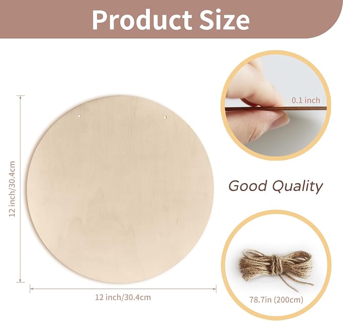 12 Inch Unfinished Wood Circles