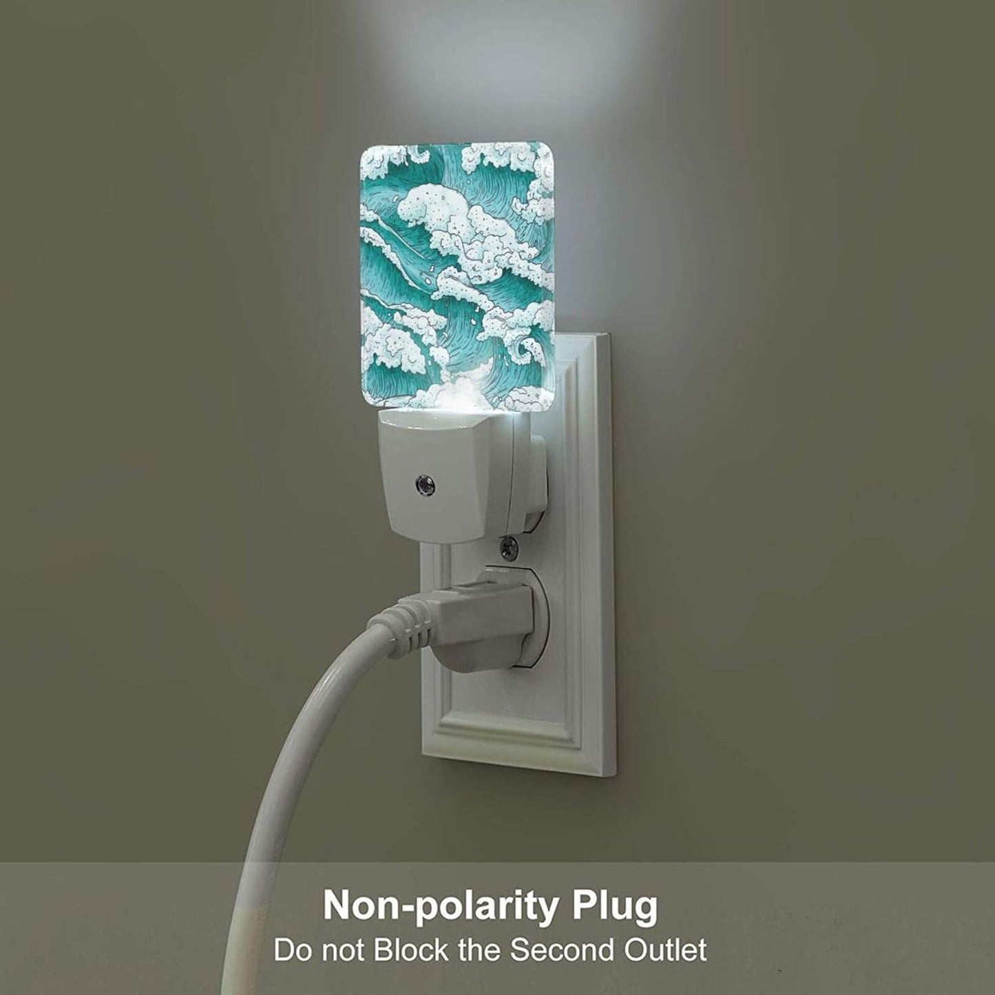 Ocean Waves Night Light,Plug-in Nightlights Auto Sensor Night Lamp Dusk to Dawn Lamp Home Decor for Nursery Children Girls Boys