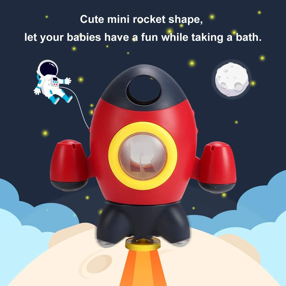 Bath Toys, Space Rocket Bath Toys for Toddlers 1-3, Spray Water Baby Bathroom Toys with Rotating Fountain, Shower Bathtub Toys for Toddlers Aged 18 Months 2 3 4 5 Years Old Kids Boys Girls