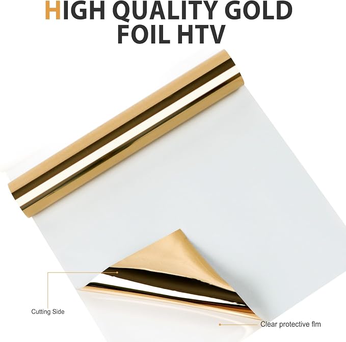 HTVRONT Gold Chrome Heat Transfer Vinyl